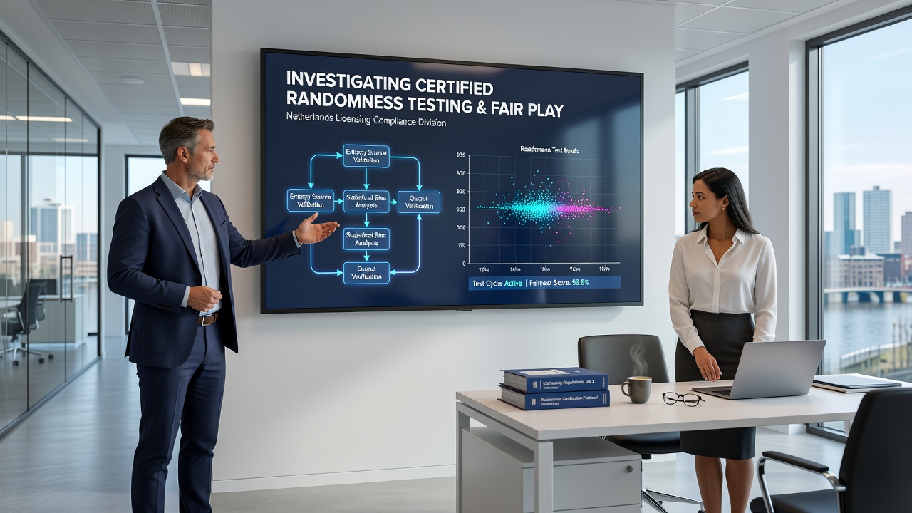 Grafiek die statistische RNG-testresultaten toont voor Nederlandse kansspelen